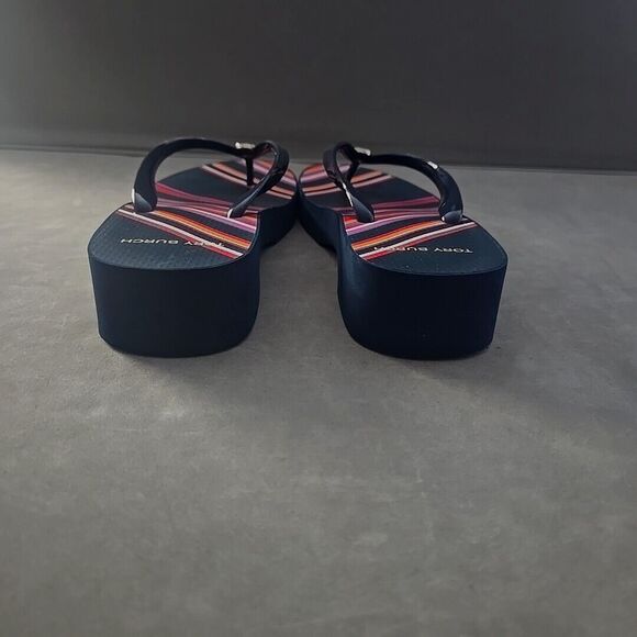 Tory Burch Navy and Multicolor Striped Sandals - Picture 6 of 9